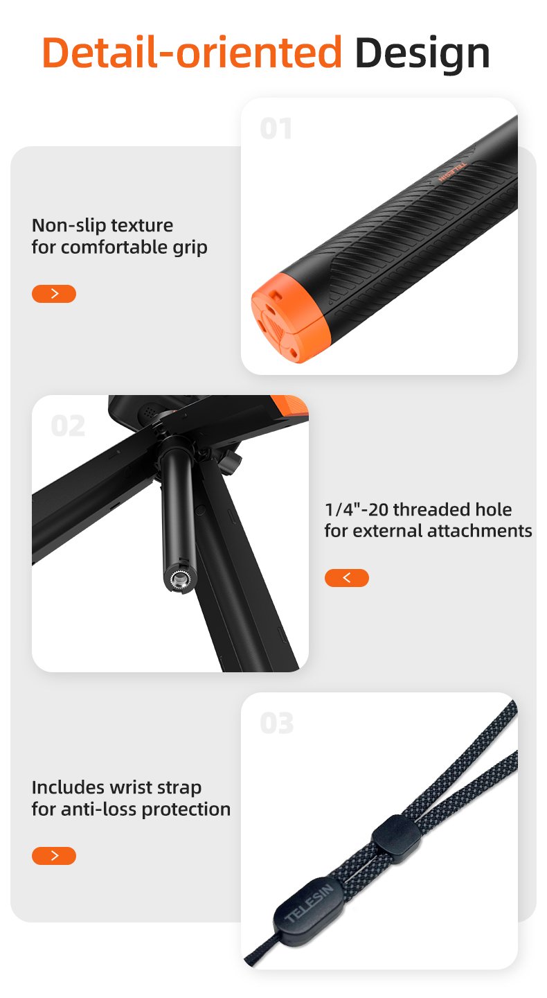 TELESIN Floating Tripod Selfie Stick
