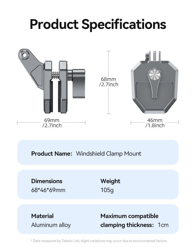 Telesin Windshield Clamp Mount