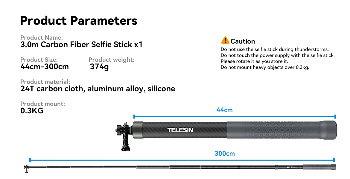 ınsta360 için 3 metre monopod