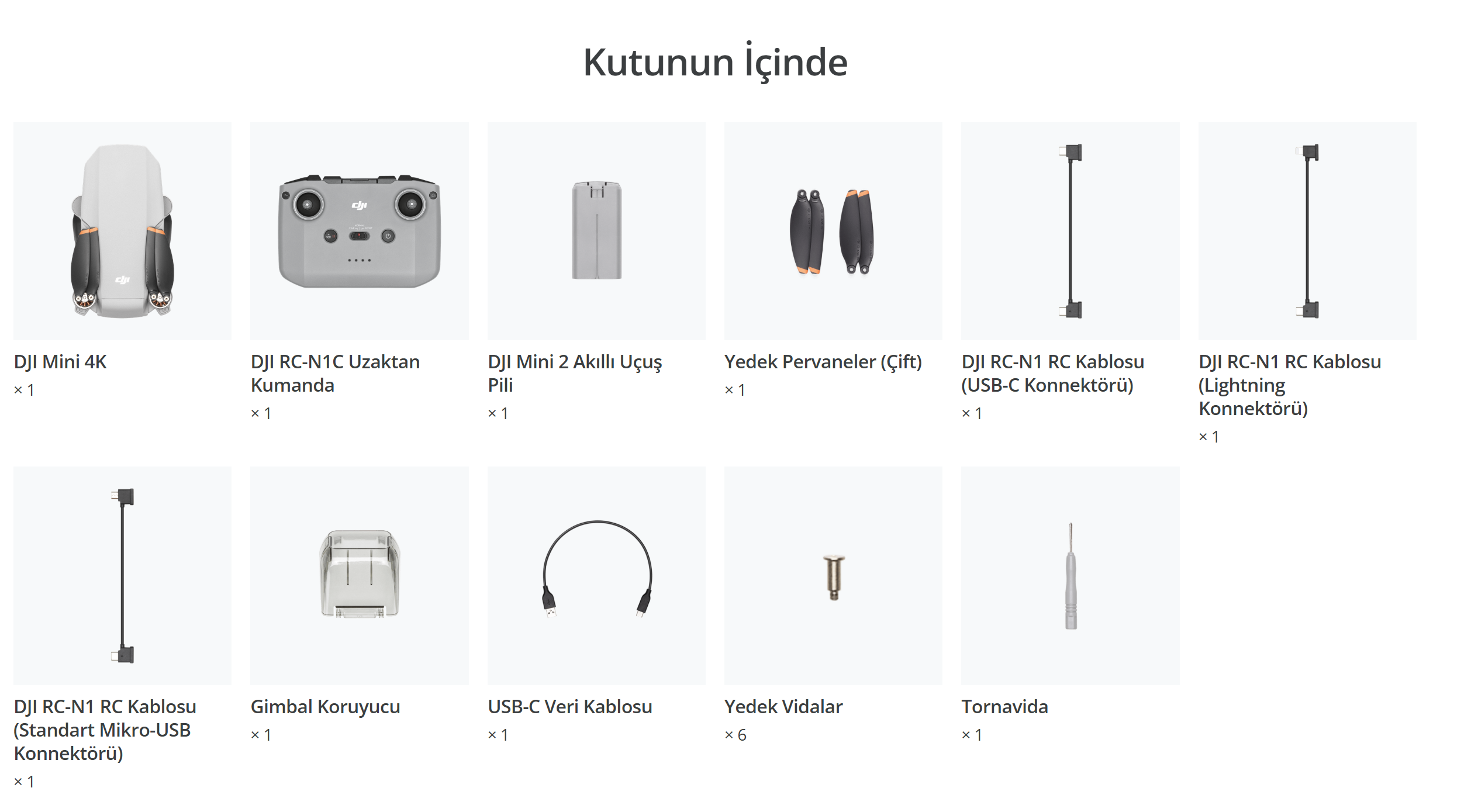 DJI Mini 4K - Kutu İçeriği