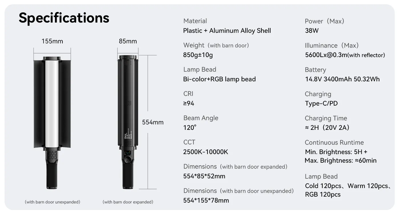 Ulanzi VL360 RGB LED Light Stick L058GBB1