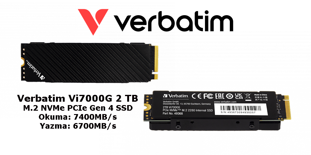 Verbatim Vi7000G 2 TB M.2 NVMe PCIe Gen 4 SSD